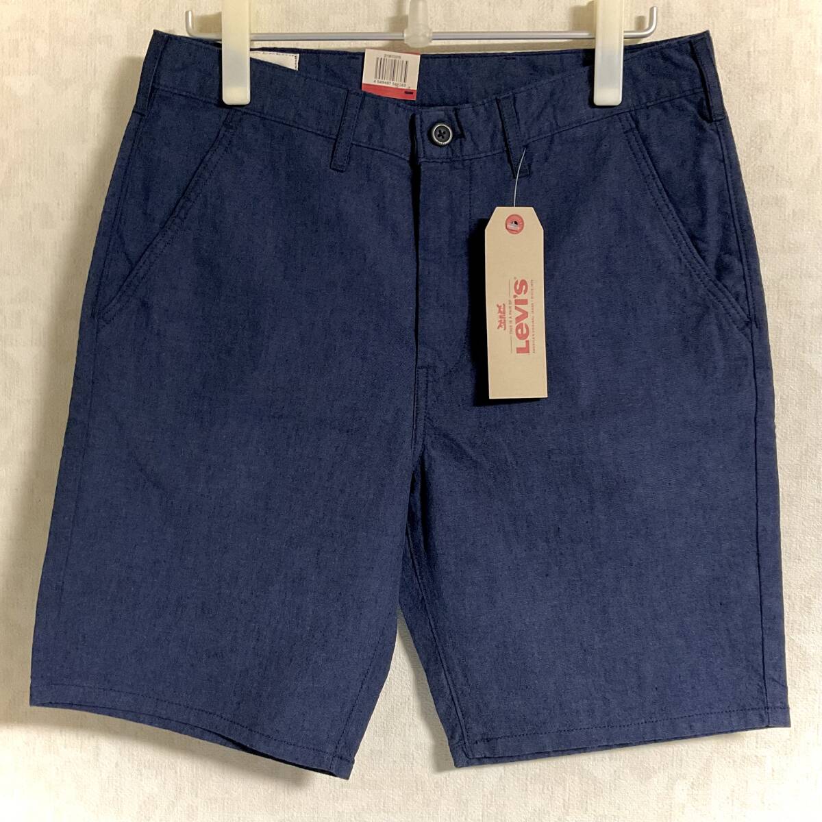 ☆オススメ☆ 未使用　Levi’s ショーツ　ダークインディゴ/コットンリネン他/W32　　　　W119