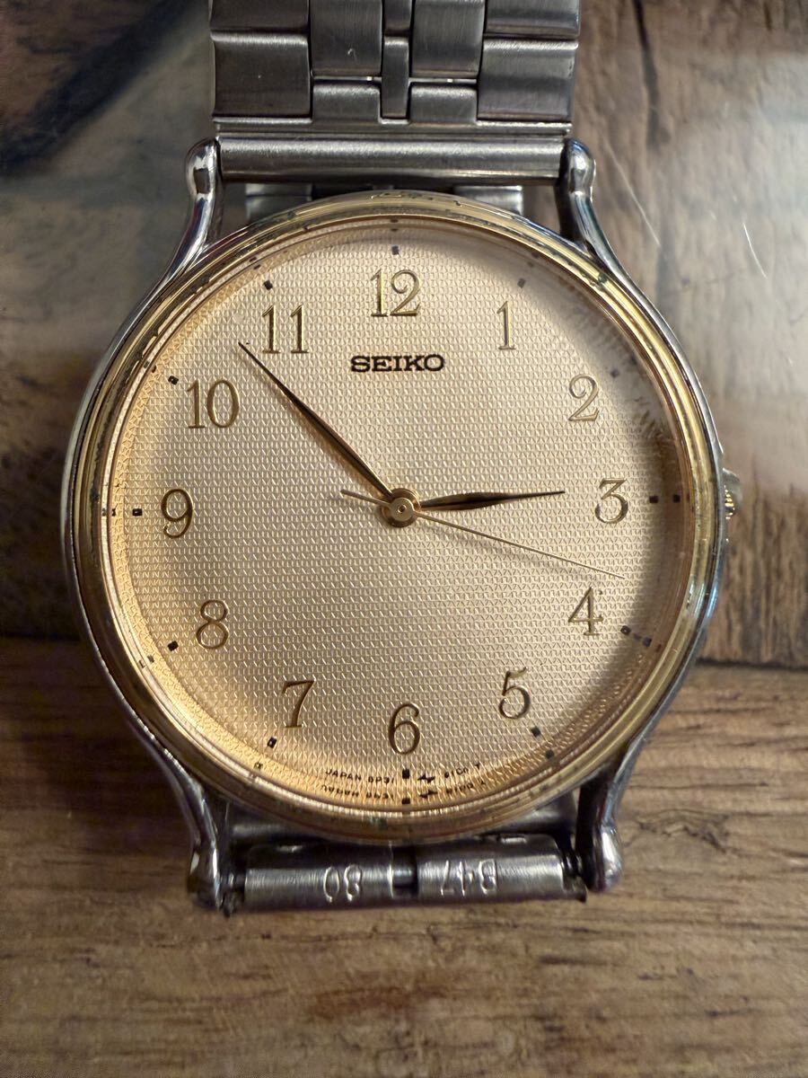 【稼働品】電池新品　セイコー 腕時計 ラウンド メンズ 電池新品 ゴールド SEIKO ヴィンテージ　0810