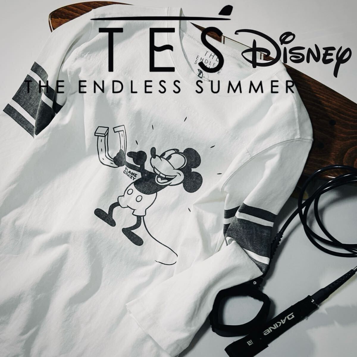 【THE ENDLESS SUMMER×Disney】エンドレスサマー ディズニーコラボ ミッキープリント 限定フットボールTシャツ ロンハーマン取扱い 