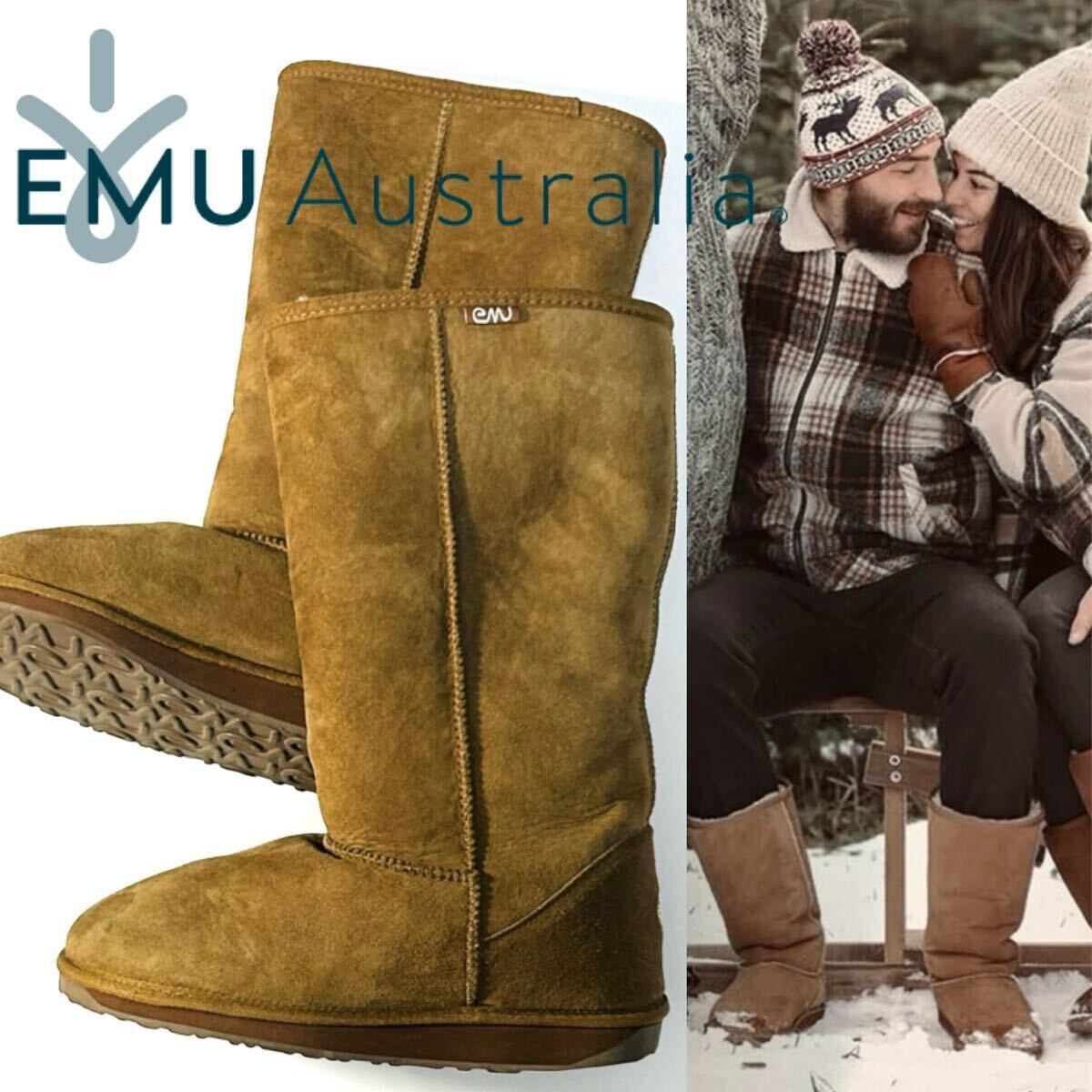 【EMU Australia】試着のみ極美品◎!!エミュー 定価2.9万 STINGER HI スティンガーハイ シープスキン ムートンブーツ 26.0 26.5 メンズ