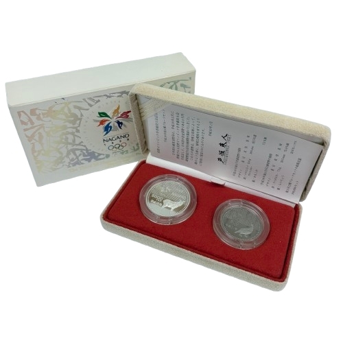 ▲【2種 貨幣プルーフセット】額面計5500円 1998年 長野オリンピック 平成10年銘 コイン 5000円銀貨×1枚/500円硬貨×1枚 五輪 記念★6562A