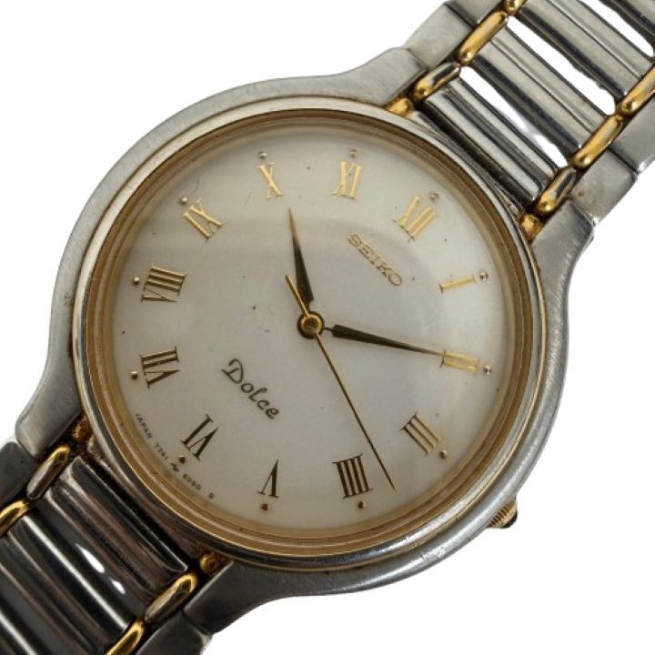 ♪【SEIKO/セイコー】Dolce/ドルチェ 7741-6050 QZ 白文字盤 メンズ 腕時計 稼動品★19149