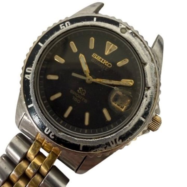 ♪【SEIKO/セイコー】7N42-6A0A QZ SPORTS 150 ダイバーズウォッチ 腕時計 黒文字盤 メンズ デイト テスター〇★19163 