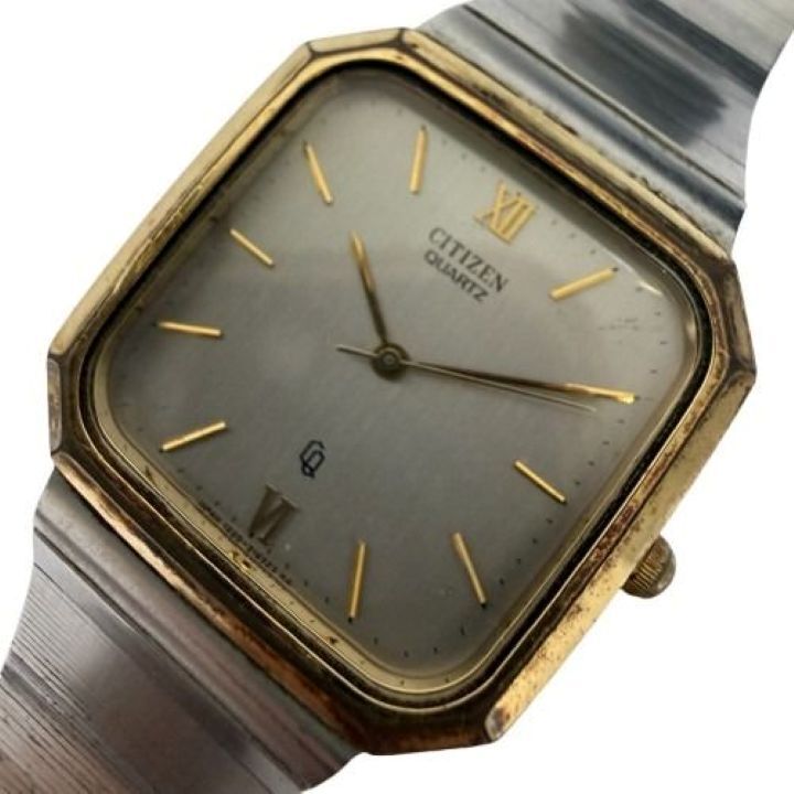 ♪【CITIZEN/シチズン】43-7492 CQ オクタゴン 八角形 GN-W-U ヴィンテージ QZ メンズ 腕時計 テスター〇★19166