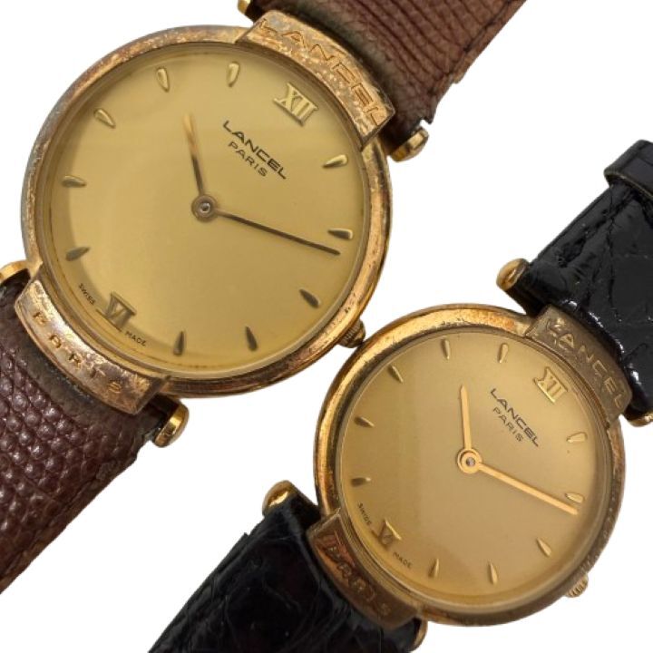 ♪【LANCEL/ランセル】8601/8602 ペア ゴールド文字盤 QZ 腕時計 ターボテスター〇 2点セット★19193