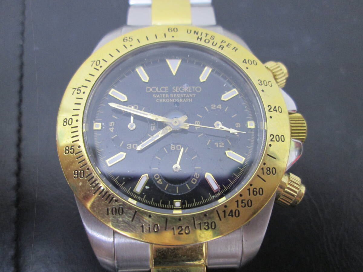 (38)☆DOLCE SEGRETO ドルチェセグレート CG200 メンズ腕時計 CHRONOGRAPH ゴールド×シルバー 2026年8月電池交換済み 稼働品 