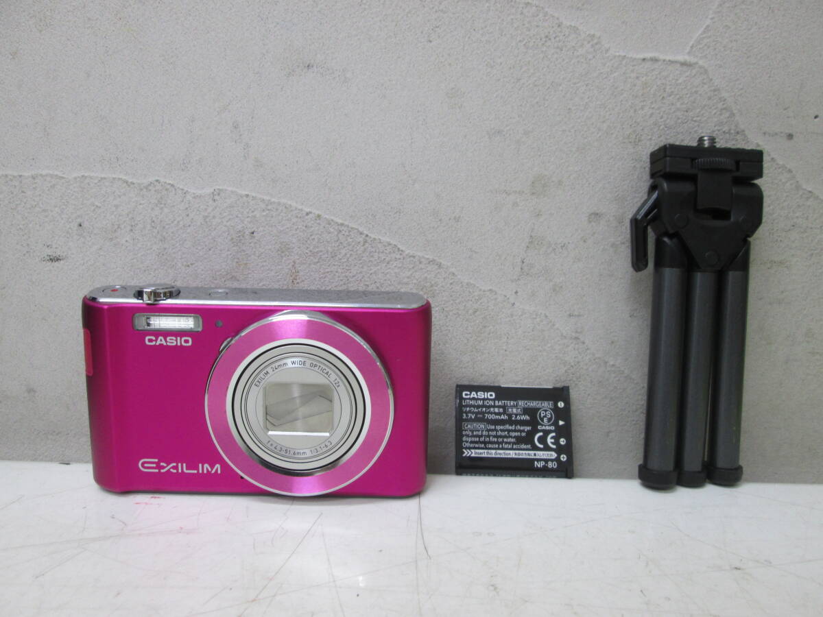 (39)☆カシオ CASIO エクシリム EXILIM EX-ZS190 24mm WIDE OPTICAL 12x f=4.3-51.6mm 1:3.1-6.3 三脚・バッテリー付き 通電・動作確認済み