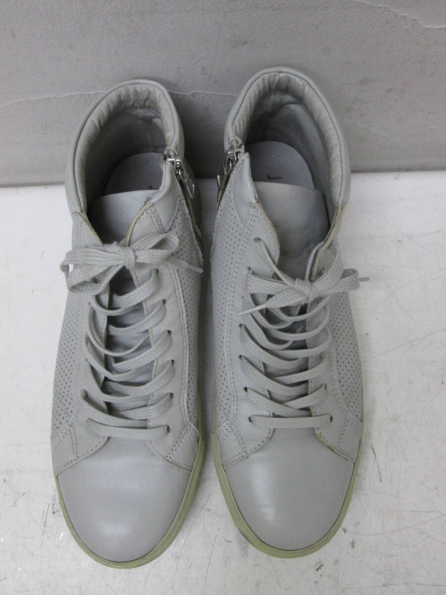 (38)♪ジョセフオム JOSEPH HOMME レザー ハイカット パンチング スニーカー サイズ41 26.5cm相当？ グレー系　　 