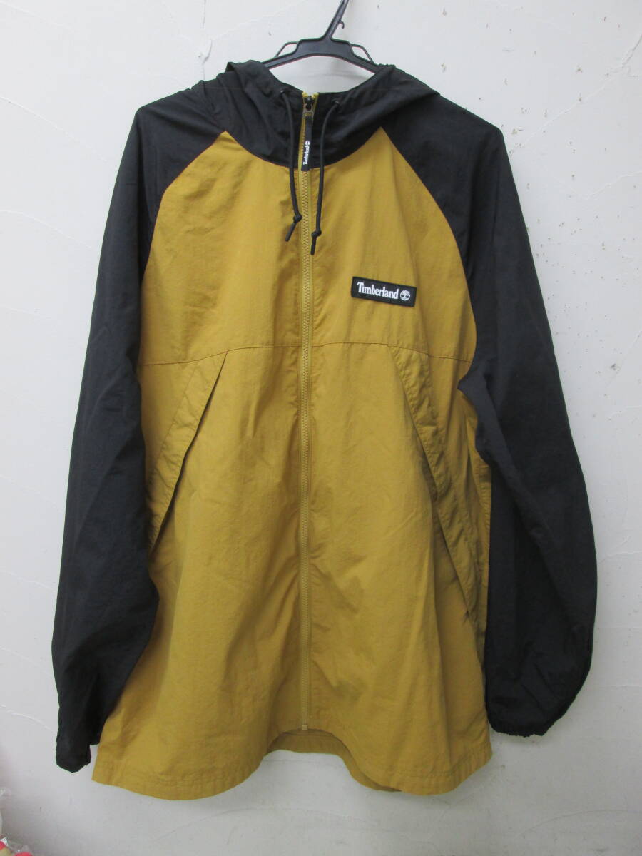 (39)♪Timberland ティンバーランド メンズ ナイロン ジャケット ジップアップ パーカー サイズXL ブラック×キャメル色 