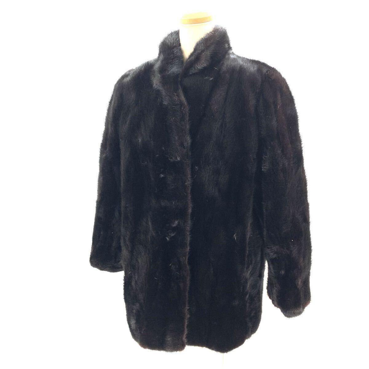 FN20249B【1000円スタート!!】SAGA MINK Super Quality Ranched Mink 毛皮 ミンク ファー コート レディース ブラック 15号