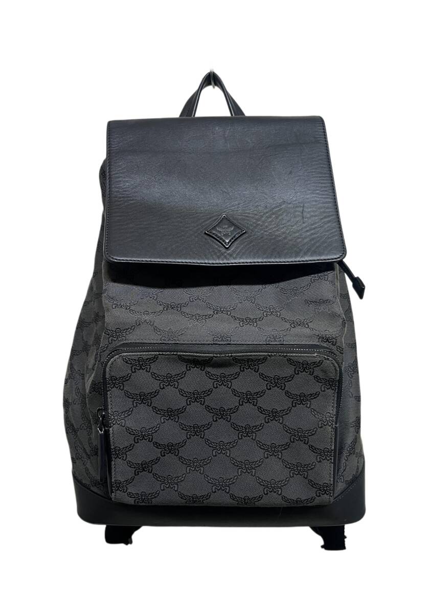 MCM エムシーエム モノグラム ジャガード レザー リュックサック バックパック デイパック ブラック