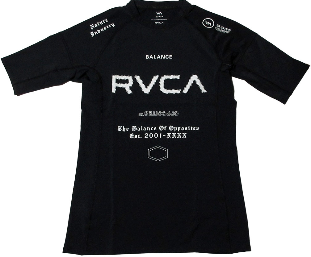 RVCA (ルーカ) メンズ 半袖 ラッシュガード XLサイズ ブラック BF041860 SPORT