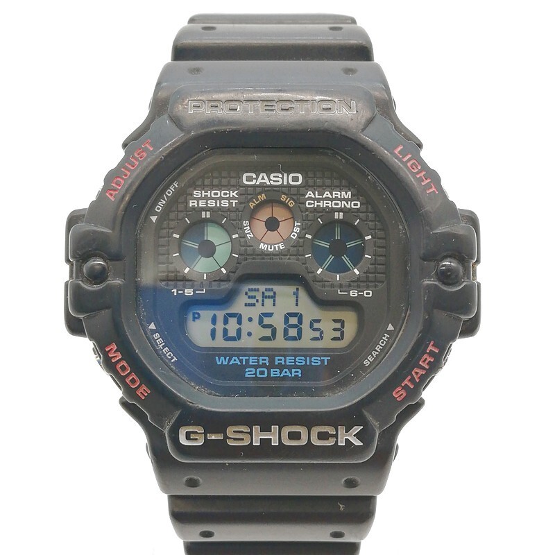 稼動品 CASIO カシオ G-SHOCK DW-5900 初代三つ目 TRI-GRAPH ブラック クオーツ QZ デジタル文字盤 メンズ 58-1