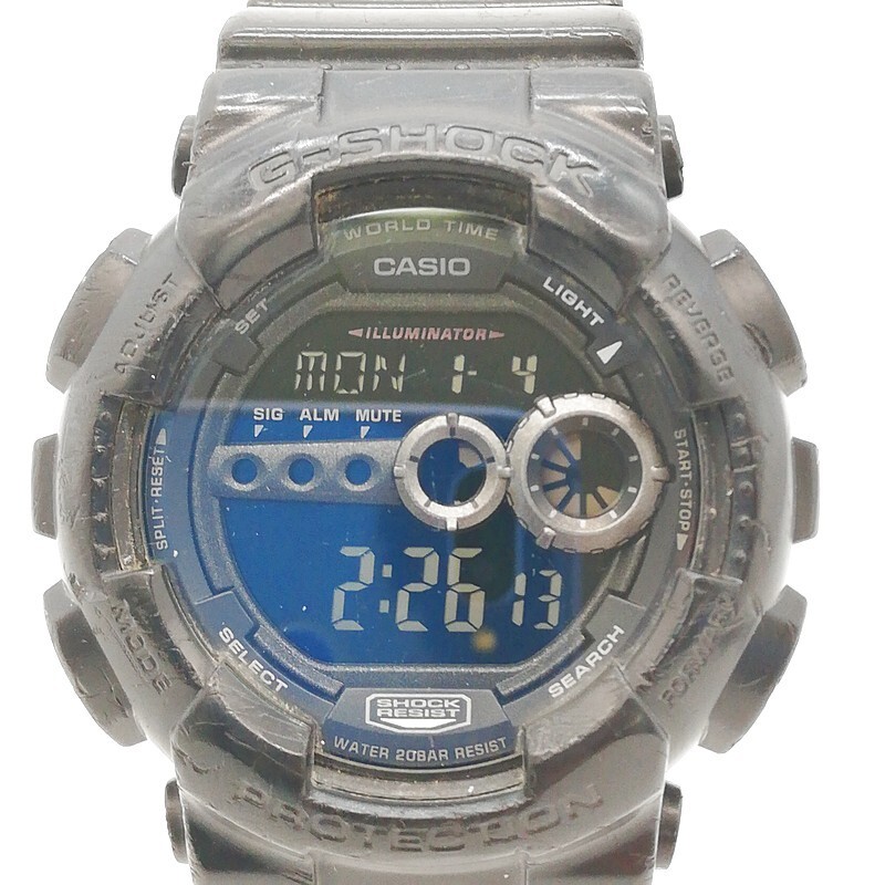 稼動品 CASIO カシオ G-SHOCK GD-100 電池交換済 オールブラック クォーツ メンズ 腕時計 多機能 カレンダー ラバーベルト 58-12