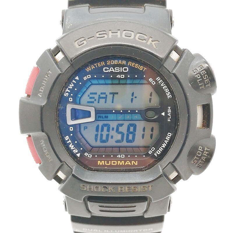 稼動品 CASIO カシオ G-SHOCK G-9000 電池交換済 MUDMAN マッドマン マッドレジスト（防塵・防泥構造）ラウンド 純正ベルト 58-14