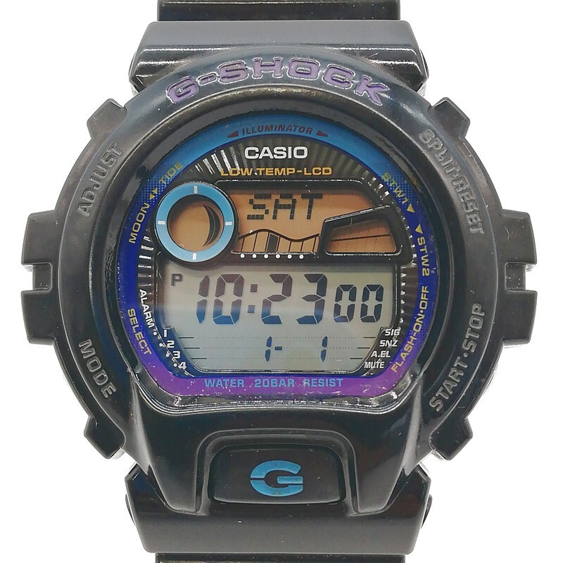稼動品 CASIO カシオ G-SHOCK GLX-6900 電池交換済 G-LIDE 黒/ブラック パープル ラバーバンド メンズ ウォッチ 腕時計 QZ Gライド 58-17
