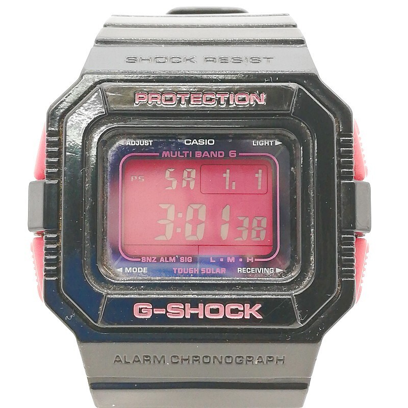 稼動品 CASIO カシオ G-SHOCK GW-5510B プロテクション アラーム クロノグラフ タフソーラー ブラック・ピンク 腕時計 58-19
