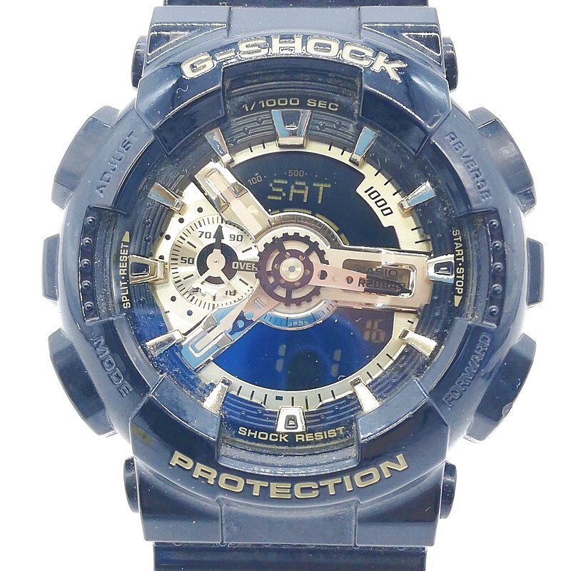 稼動品 CASIO カシオ G-SHOCK GA-110GB 電池交換済 ブラック×ゴールド クロノグラフ ラウンド ステンレス 20BAR 58-18