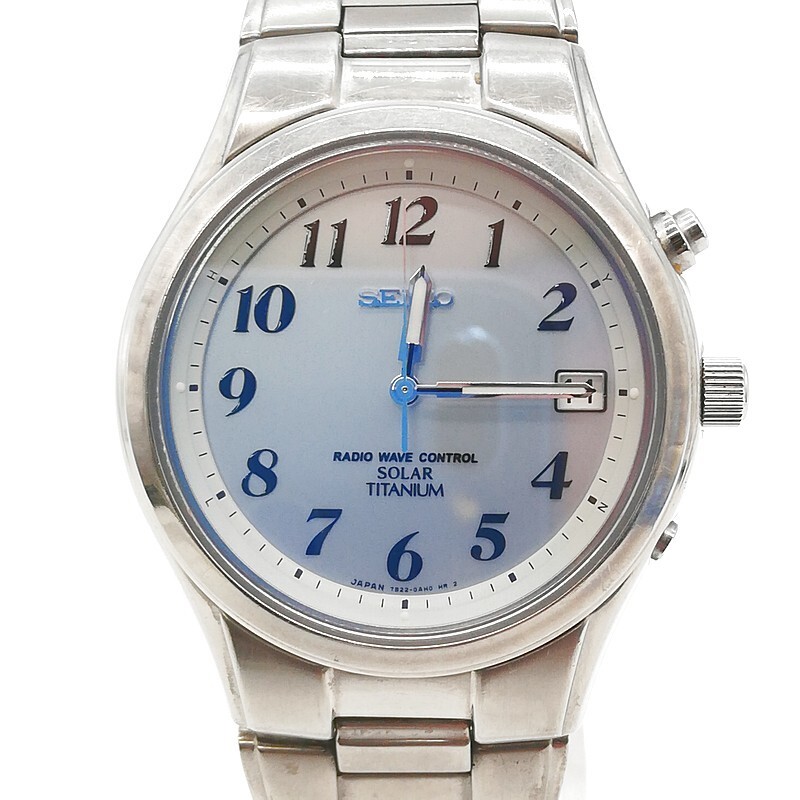 稼動品 SEIKO セイコー 7B22-0AD0 シルバー文字盤 メンズ腕時計 アナログ チタン仕様 デイデイト 純正ベルト 58-43
