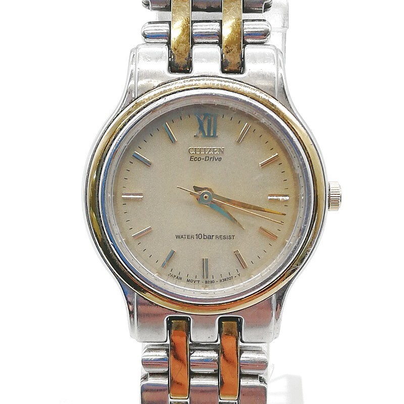 稼動品 CITIZEN シチズン B230-H22765CK Eco-Drive エコドライブ シェル 文字盤 10BAR ソーラー レディース腕時計 コンビ ゴールド 58-45