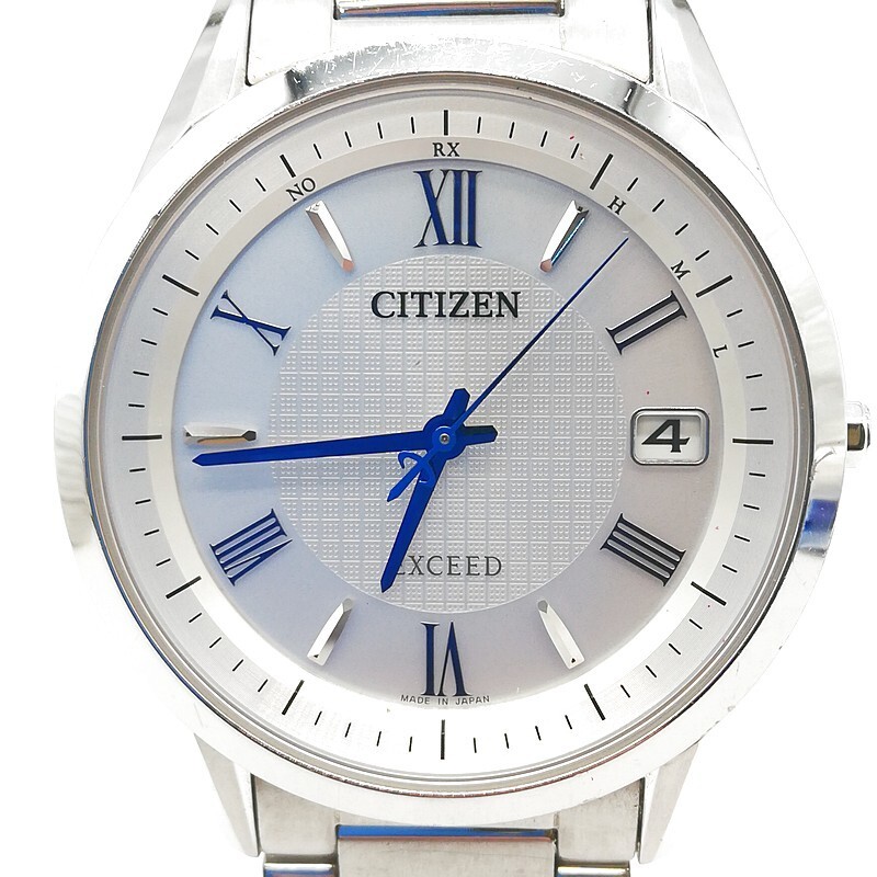 稼動品 CITIZEN シチズン H110-T020011 EXCEED エクシード シルバー 3針 ラウンド チタン 10BAR Solar 腕時計 メタルバンド メンズ 58-65