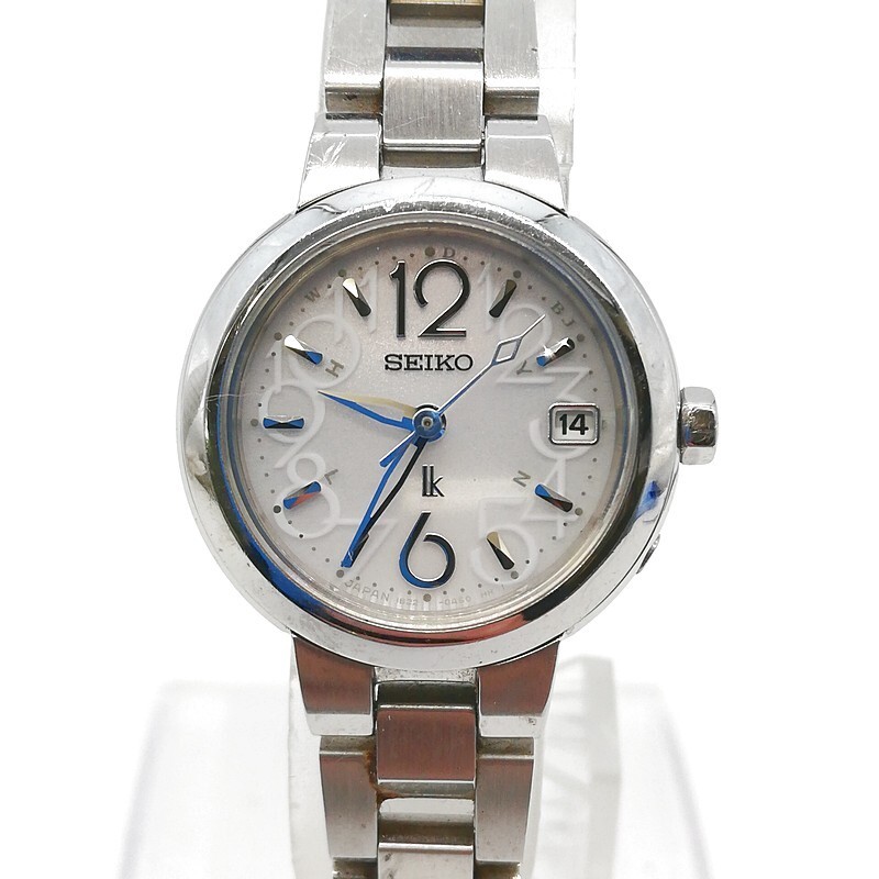 稼動品 SEIKO セイコー 1B22-0AK0 LUKIA ルキア 3針 デイト 電波ソーラー レディース 腕時計 クォーツ 石付き 3針 デイト 銀文字盤 58-66