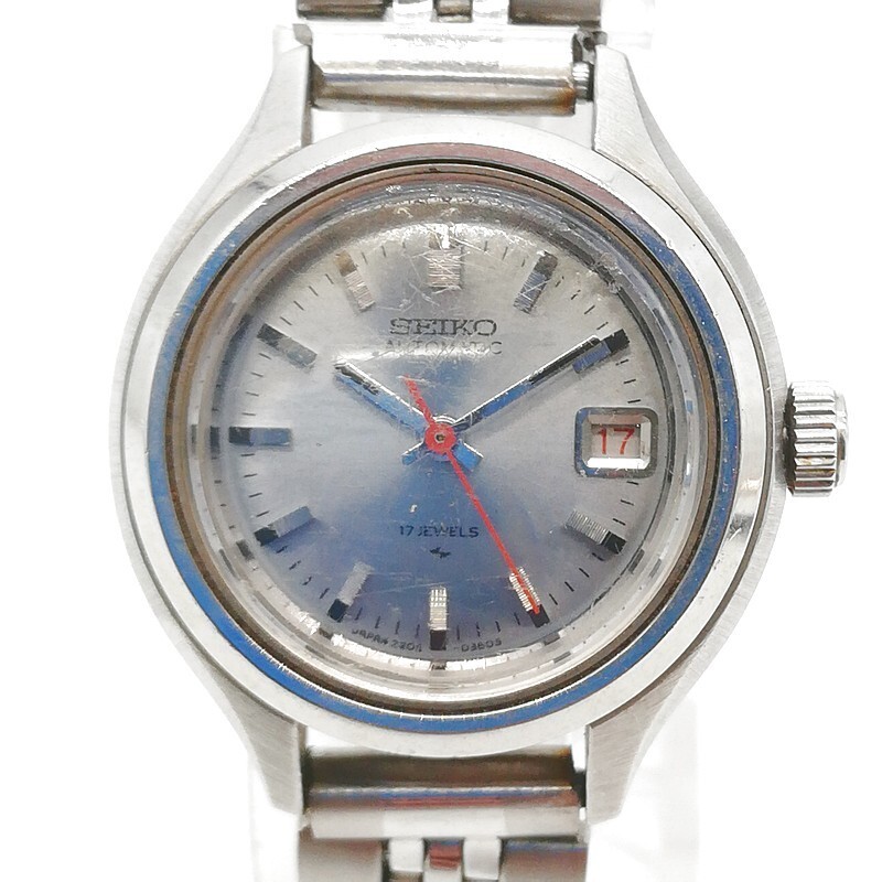 稼動品 SEIKO セイコー 2205-0300 シルバー 3針 ラウンド ステンレス 自動巻 デイト アンティーク レトロ ヴィンテージ コレクション 58-76