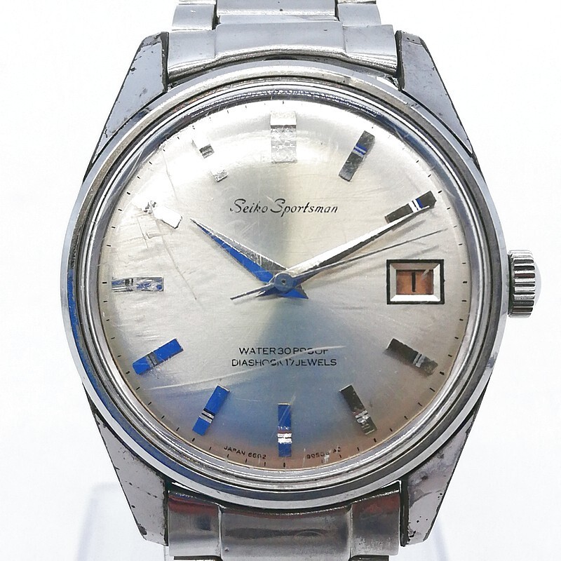 稼動品 SEIKO セイコー 6602-9981 スポーツマン ダイアショック 17石 メンズ腕時計 手巻き シルバー アンティーク 58-78