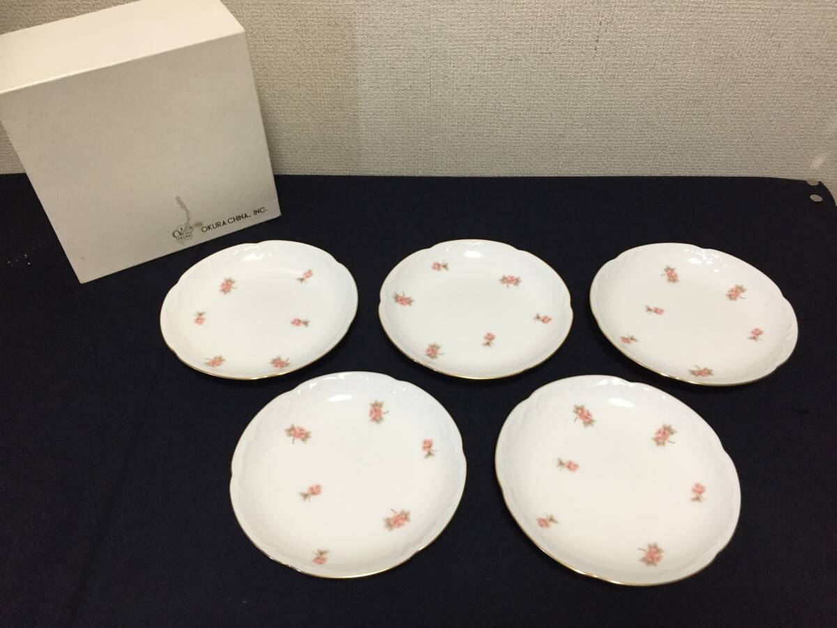☆大倉陶園　OKURA　銘々皿　5枚揃　金彩　花柄☆ 