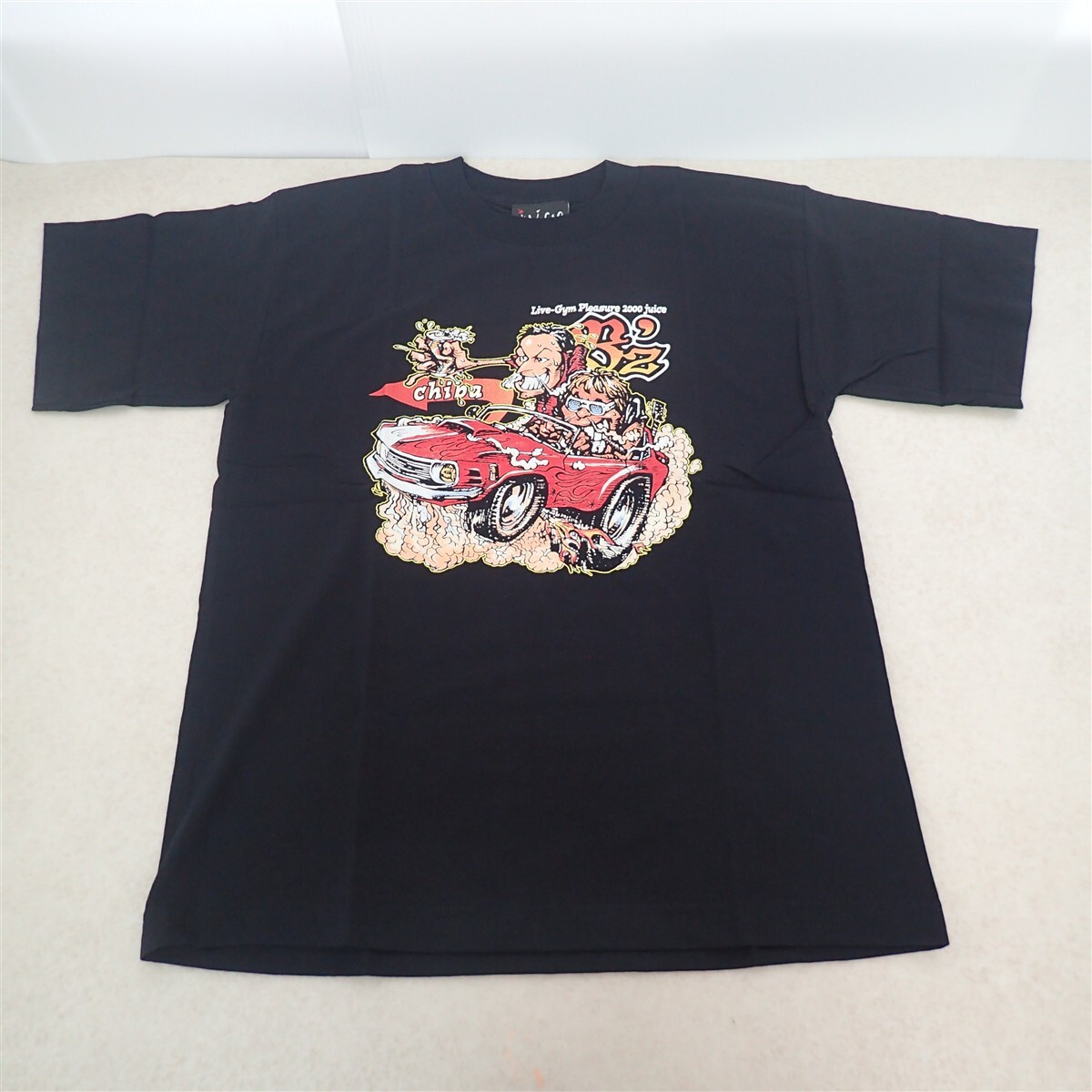 B’z Tシャツ 黒/ブラック LIVE-GYM Pleasure 2000 juice Crew カラー ビーズ ライブ 稲葉浩志/松本孝弘 KOSHI INABA/TAK MATSUMOTO【IO