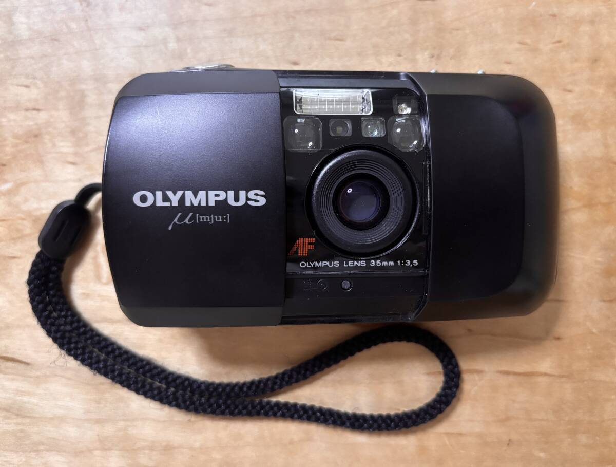 【初代】OLYMPUS μ[mju:] 35mm F3.5 フィルムカメラ ブラック AF QUARTZDATE