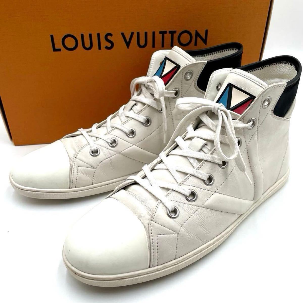 LOUIS VUITTON ルイヴィトン ガストンV ハイカットスニーカー レザー ネオプレンカラー81/2 ホワイト 白 ブラック 黒