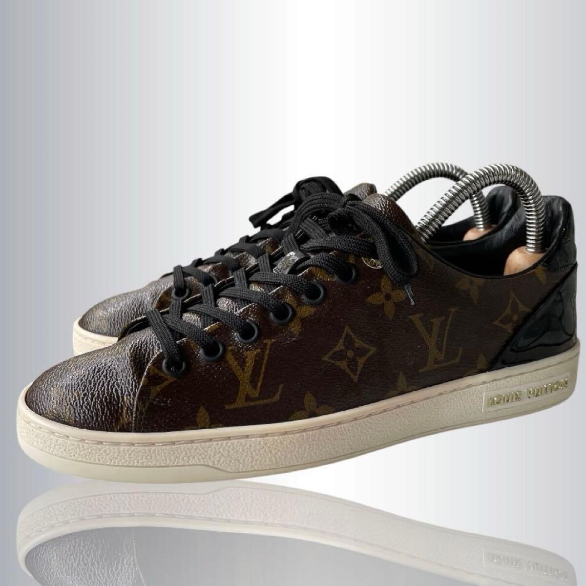 美品 Louis Vuitton ルイヴィトン ルクセンブルクライン モノグラム ローカット スニーカー 37 24cm相当 PVC エナメル ブラウン ブラック