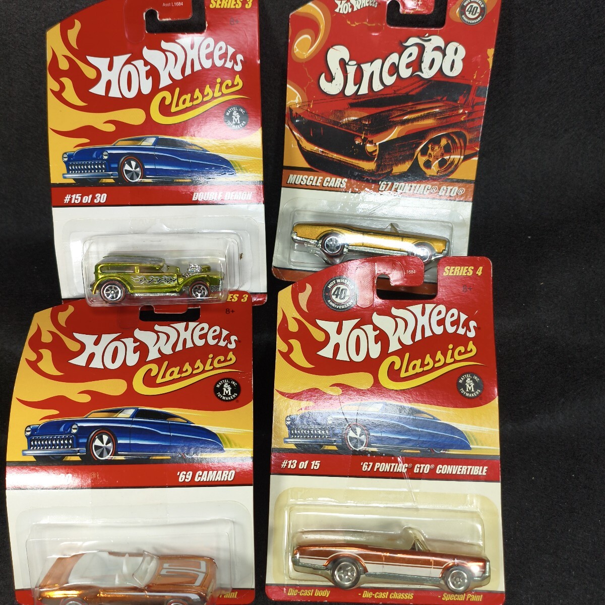 ホットウィール Hot Wheels Classics/Since68 '67PONTIAC GTO/DOUBLE DEMON/'69CAMARO/'67PONTIAC GTO 4個まとめて　MATTEL社