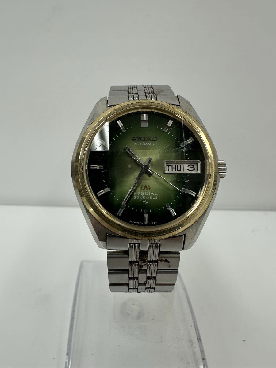 【AU3392-i】 腕時計 SEIKO LM 5216-6010 不動品　ジャンク セイコー ロードマチック デイデイト グリーン文字盤 自動巻き スペシャル