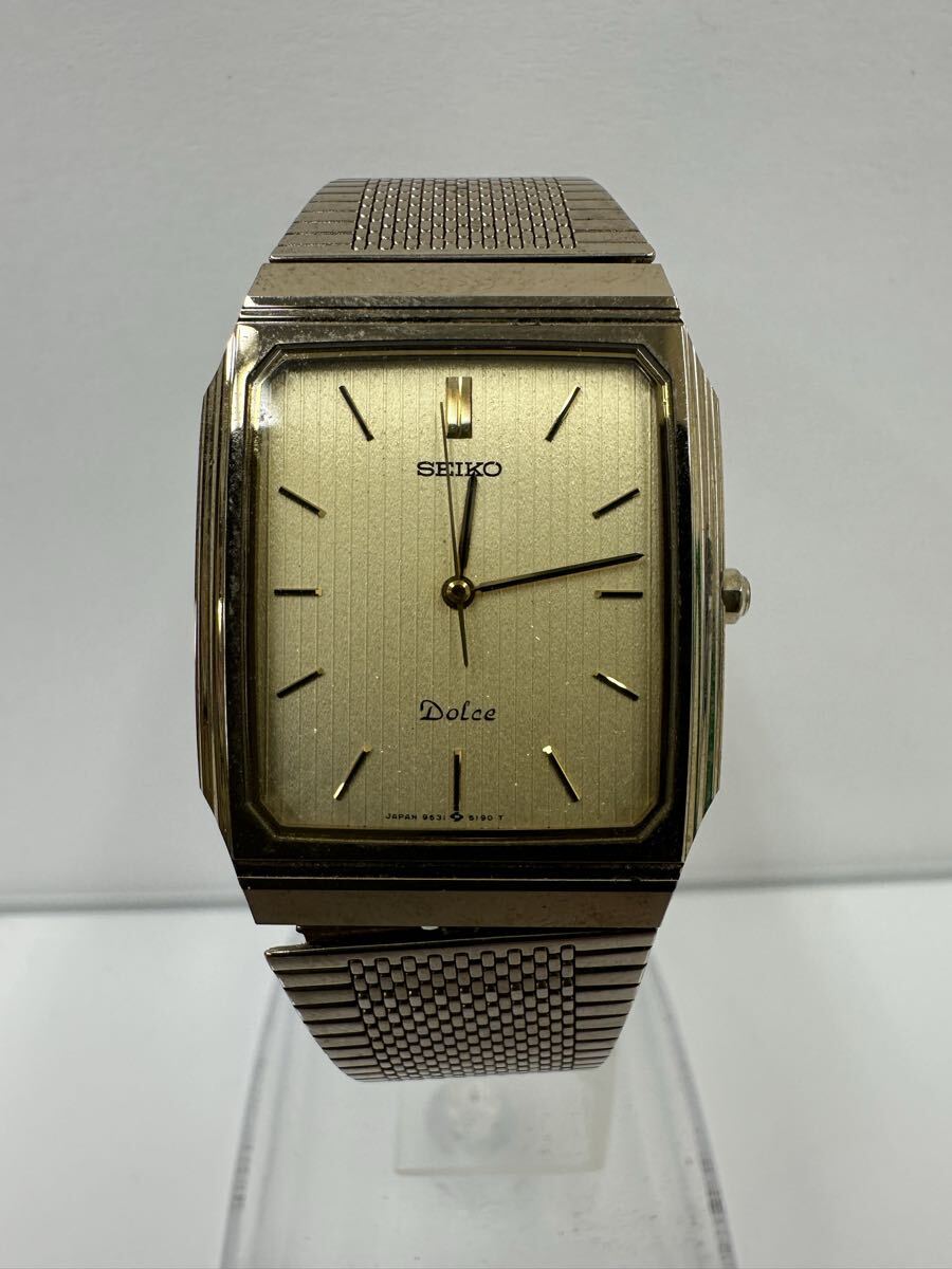 【AU3395-i】 腕時計 SEIKO DOLCE 稼動品　9531-5160 セイコー ドルチェ スクエア クォーツ ゴールド文字盤