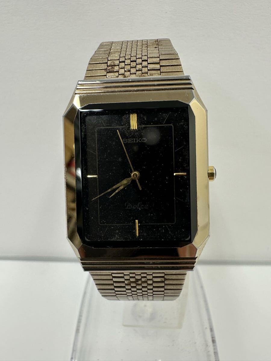 【AU3402-i】 腕時計 SEIKO DOLCE 稼動品7741-5080 セイコー ドルチェ クォーツ スクエア 黒文字盤