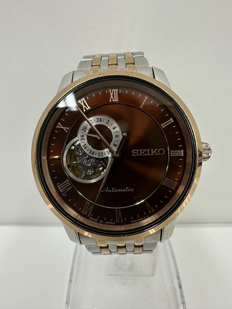 【S3410-i】 腕時計 SEIKO AUTOMATIC 稼動品　難あり　4R39-00M0 セイコー 自動巻き 裏スケ