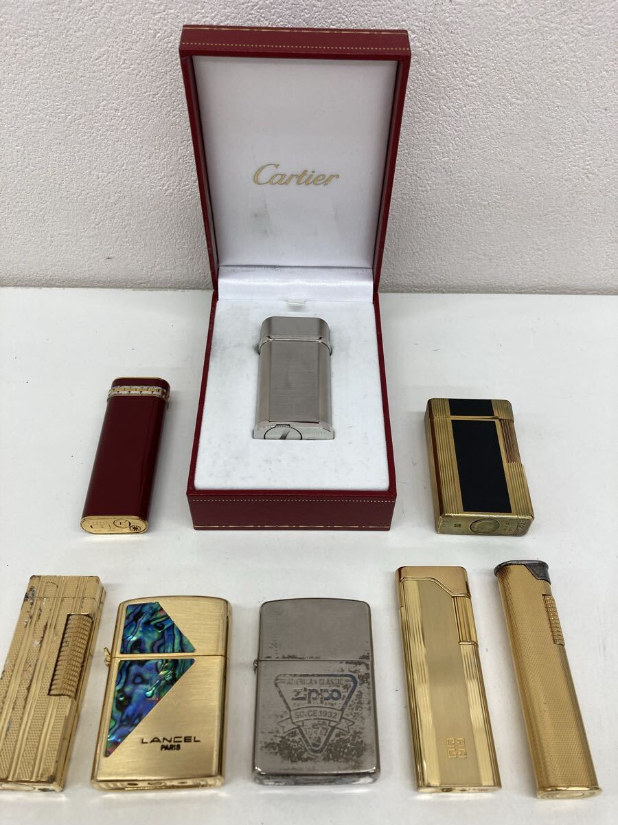 【AF3412-h】 ライター　8点 まとめ Cartier dunhill zippo givenchy lancel dupont など 喫煙具 カルティエ ダンヒル ガスライター