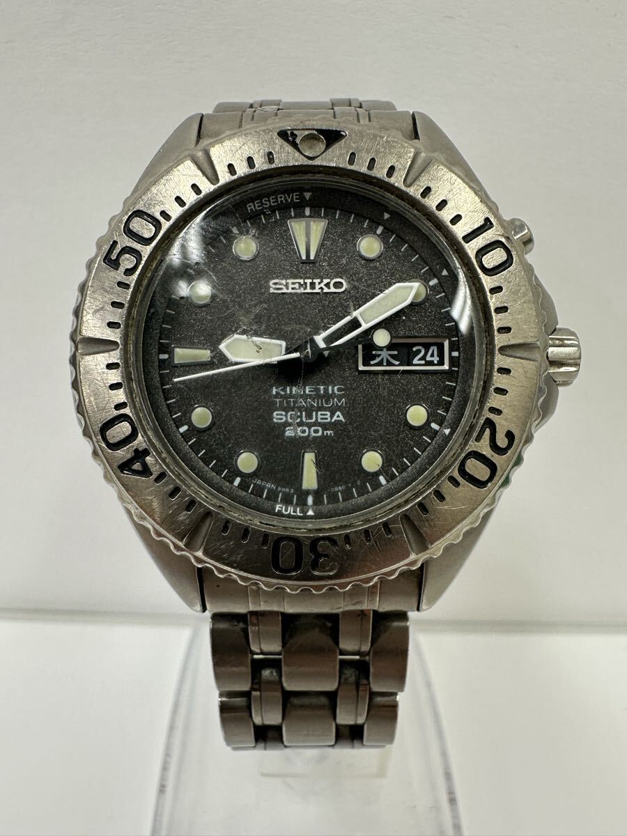 【P3420-i】 腕時計　SEIKO KINETIC SCUBA 現状品 セイコー スキューバ デイデイト 5M63-0B40 キネティック