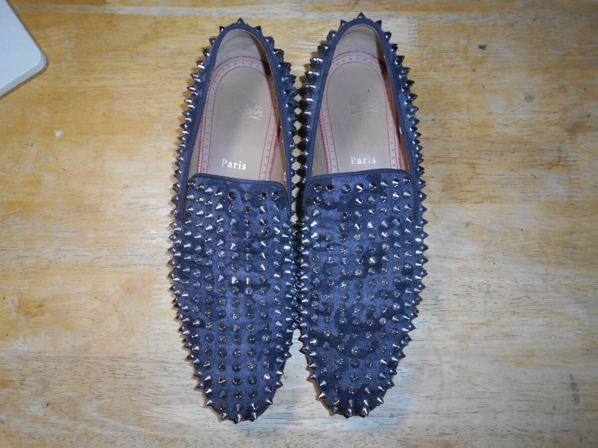 クリスチャン ルブタン(Christian Louboutin)　スタッズビジネスシューズ　サイズ40　25センチ　黒　美品