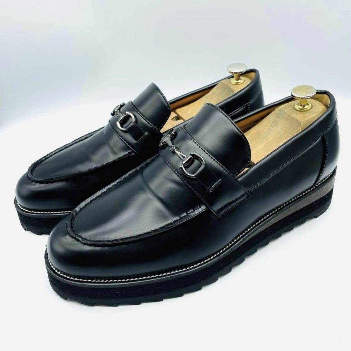 美品【HAUS/ハウス/シャークソール/25AW-GT2】高品質レザーシャークソールビットローファー！ブラック/L(27-27.5)/衝撃プライス！7/7