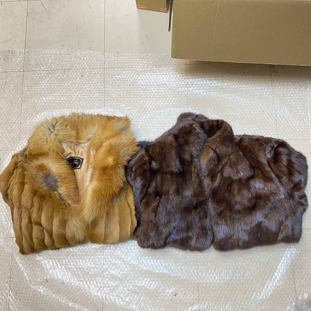 『②NN13』毛皮　ミンク　フォックス　Nissen Fur/ノーブランド　リアルファー　コート　ブラウンカラー　現状品
