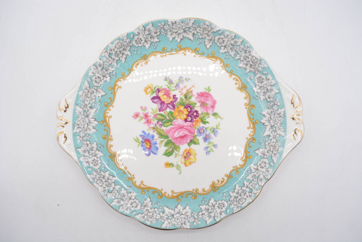 【極美品】 ROYAL ALBERT/ロイヤルアルバート Enchantment/エンチャントメント B&B プレート ハンドル付 ターコイズブルー