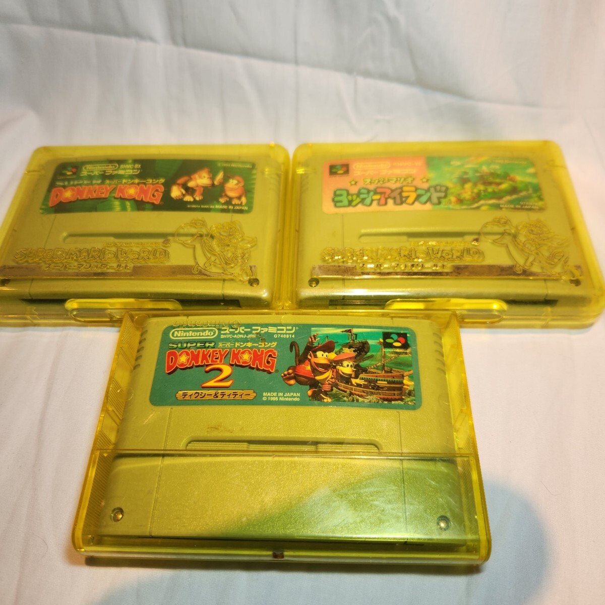 227 SFC スーパーファミコン ソフト3本セット ヨッシーアイランド ドンキーコング2 ドンキーコング マリオカートケース付き 任天堂