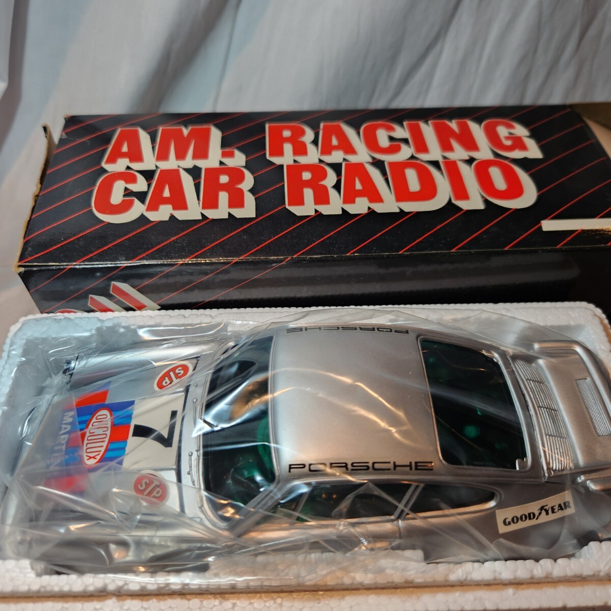 422【未開封品？】AM RACING CAR RADIO ポルシェ911 AMラジオ ヴィンテージ 昭和レトロ ノベルティ 当時物 外箱付き