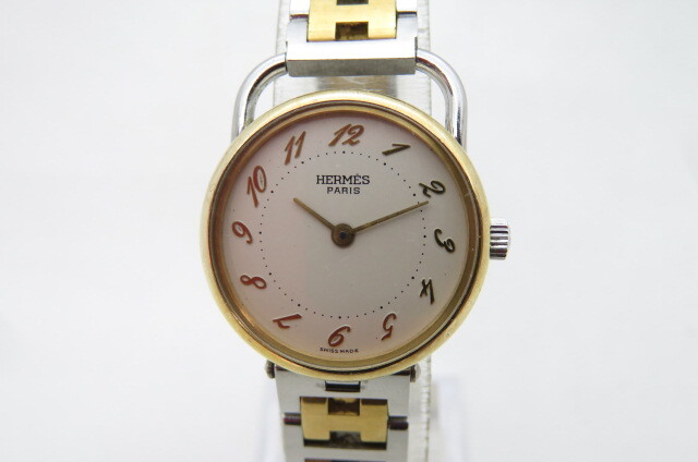1円～【動品】HERMES エルメス ARCEAU アルソー レディース クオーツ 腕時計 シルバー/ゴールド H コンビネーション　7-10-1