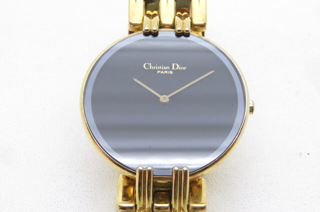 1円～【動品】Christian Dior CD クリスチャン ディオール ブラックムーン バギラ 47 154-3 メンズ クオーツ 腕時計 GP ゴールド　7-10-11
