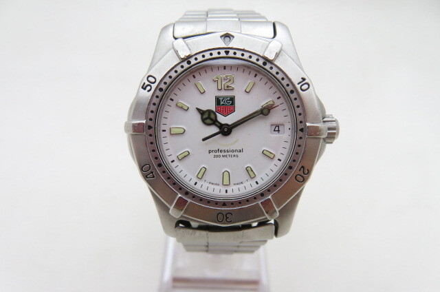 1円～【動品】TAG HEUER タグ・ホイヤー プロフェッショナル WK1211 メンズ クオーツ 腕時計 デイト ホワイト文字盤 シルバー 7-10-17 
