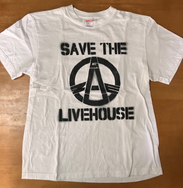 中古品 古着 Tシャツ GAUZE ガーゼ / SAVE THE LIVEHOUSE 白 Lサイズ 身幅50 着丈65 バンドT BAND T 検 パンク天国 JAPANESE HARDCORE
